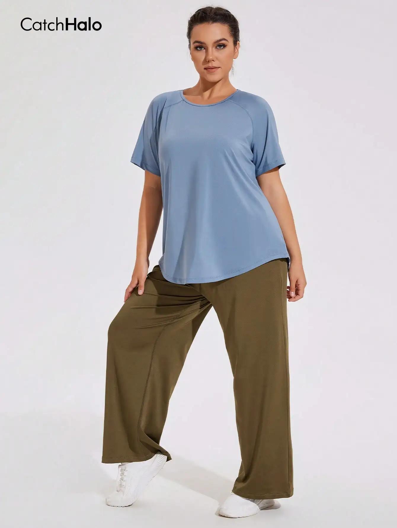 T-shirt de sport grande taille pour femme – Haut de gym à coupe décontractée, respirant et léger – T