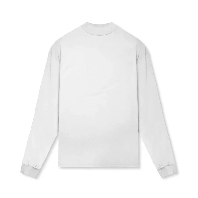 T-Shirt à Manches sulfet Col Roulé en Coton pour Homme, Vêtement de Fitness, Hip Hop, Gym, Musculati