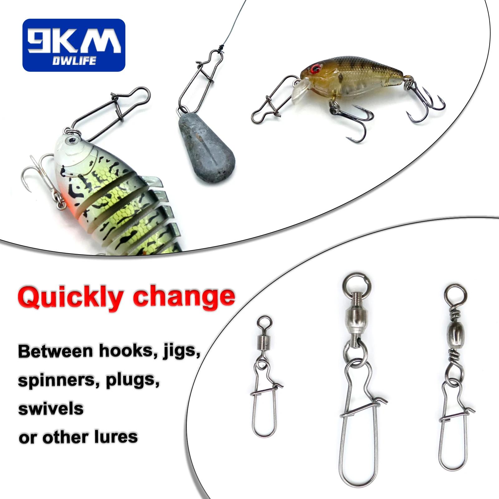 Boutons-pressions de pêche Clips de verrouillage rapide connecteur de pêche en acier inoxydable maté
