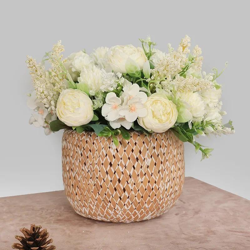 Bouquet de Fleurs Artificielles Vintage InjRose, Fausses Fleurs, Accessoires de Décoration de Mariag