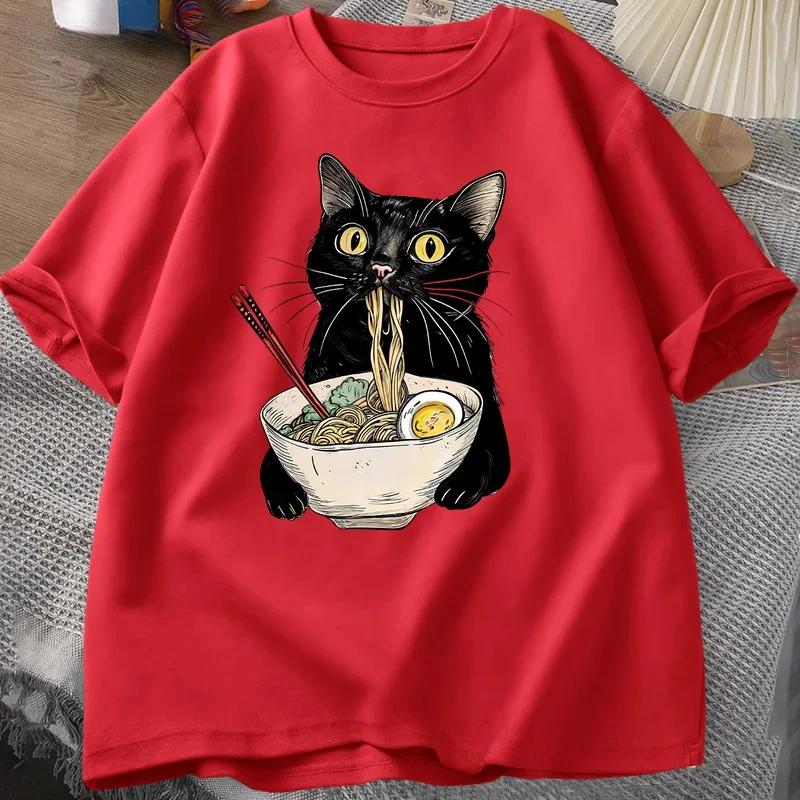 NrelucRamen-T-shirt à manches courtes pour hommes et femmes, T-shirt décontracté rétro, Économie pou
