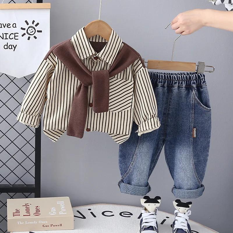 Nouveau printemps automne bébé vêtements costume enfants garçons à manches longues chemise pantalon 