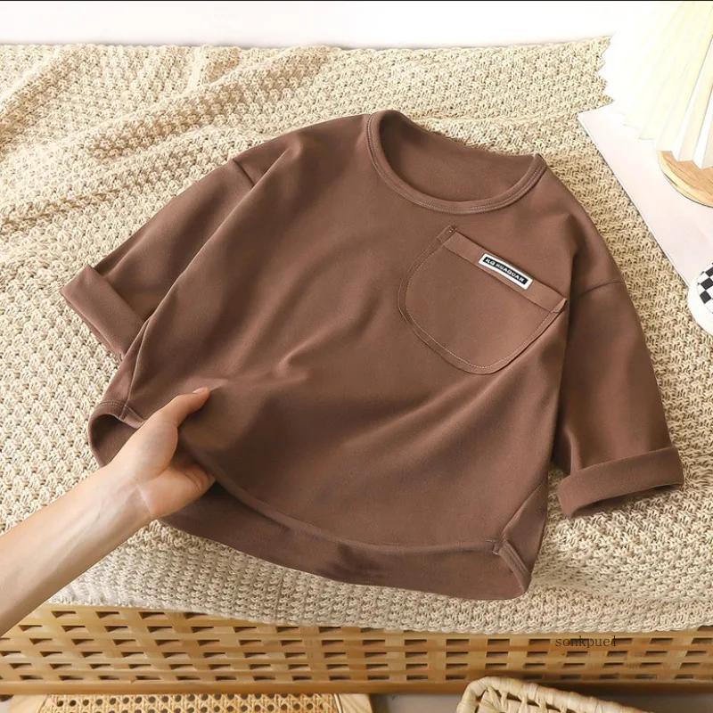 Enfants à manches longues chemise de Base garçons filles enfants haut automne garçon fille bébé col 