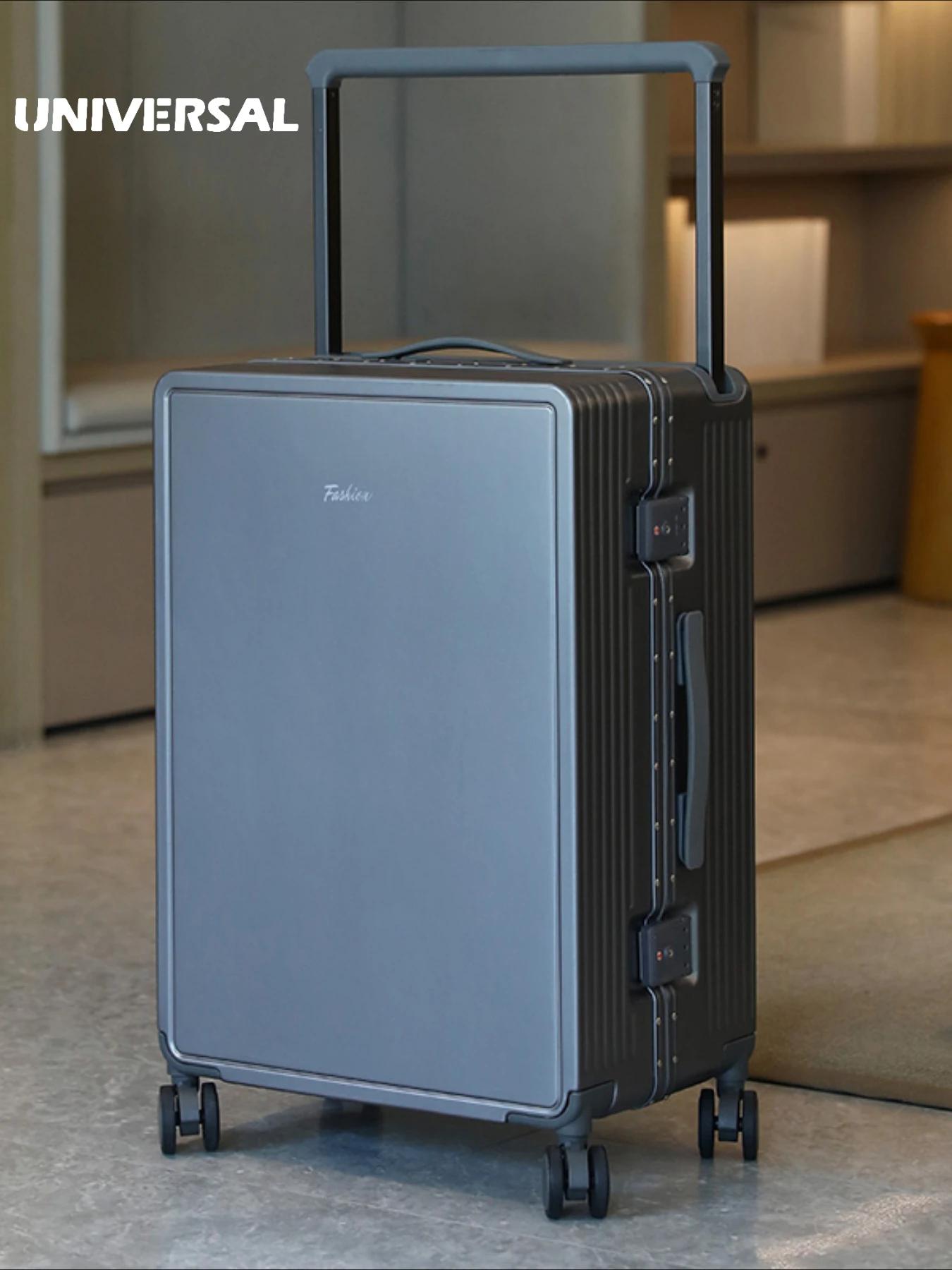 Nouvelle valise de voyage haut de gamme 2026 à poignée télescopique large, avec cadre en aluminium, 