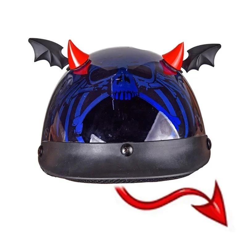 Autocollants de décoration pour casque de moto, cornes courtes du diable, style de casque de vélo, b