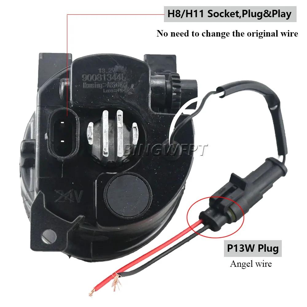 Feu antibrouillard œil d'ange pour voiture, 2 pièces, lentille LED, feux de jour DRL 30W 6000LM 12V 