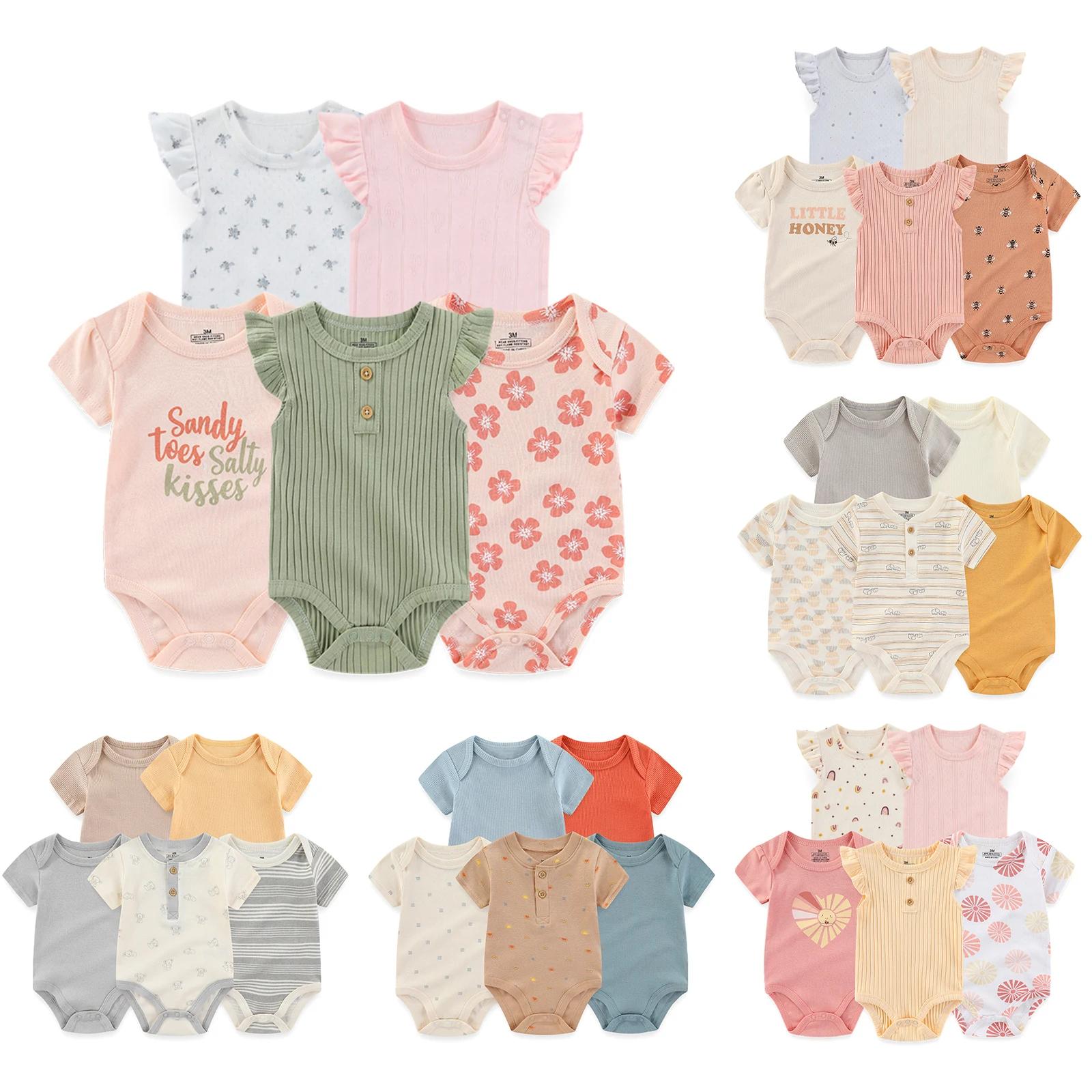 Lot de 5 bodys mignons de dessin animé pour bébés garçons et filles de 0 à 12 mois, combinaisons uni