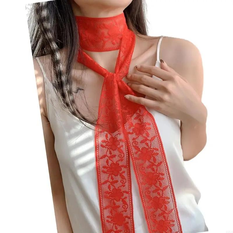 D0UB Flower brodé Neckerchief Sophistiqué écharpes uniques beaux écharpe en dentelle adaptée à diver