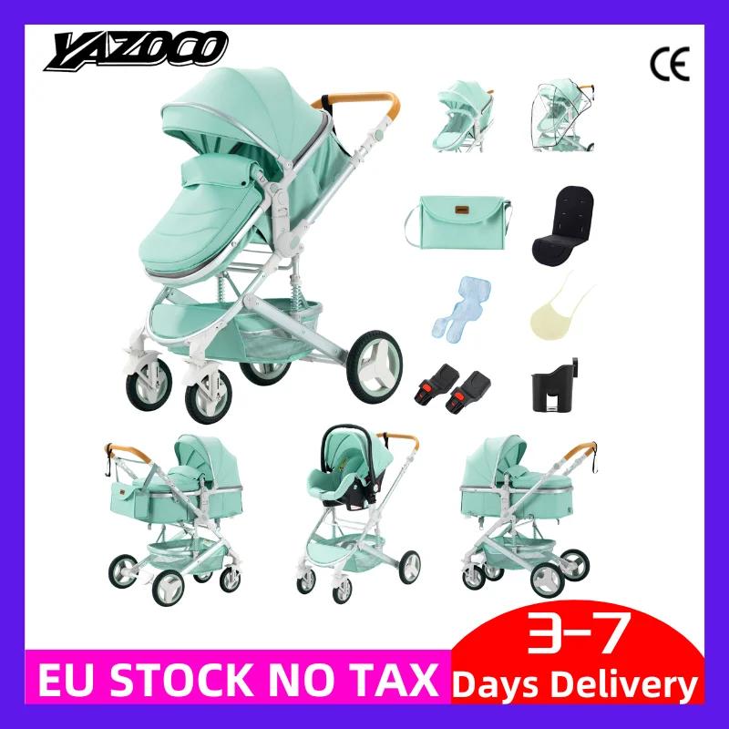Poussette 3 en 1 avec siège auto et panier de couchage, poussette légère pour bébé, poussette multif