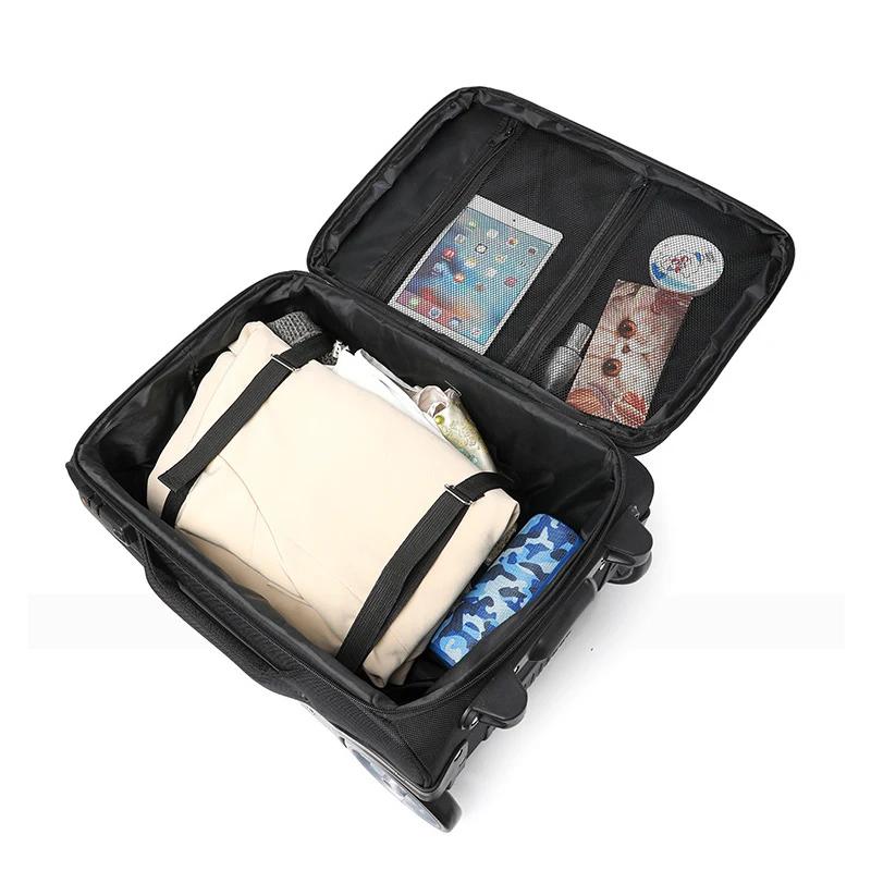 Valise de voyage de 20 pouces en tissu Oxford, bagage à main avec grandes roues, boîtier de chariot,