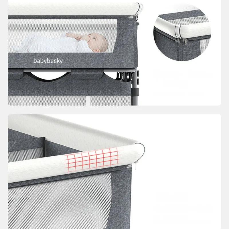 Berceau jumeaux, berceau dormeur, berceau pour bébé à hauteur réglable avec roulettes et maille à fl