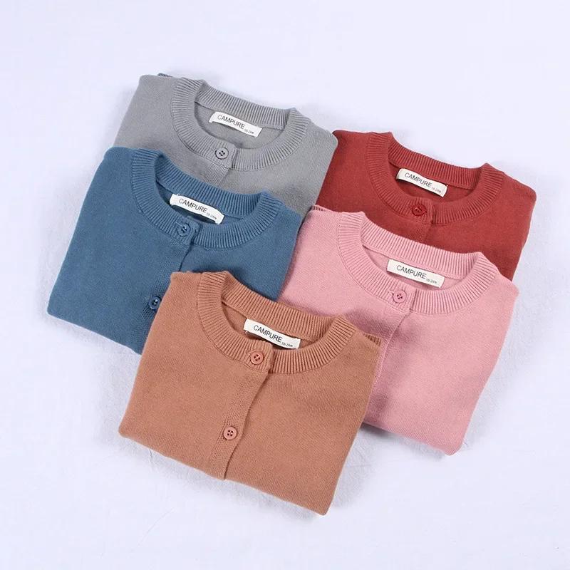 Cardigan en tricot pour filles et garçons, pull en coton pour enfants, vêtements de printemps, haut 