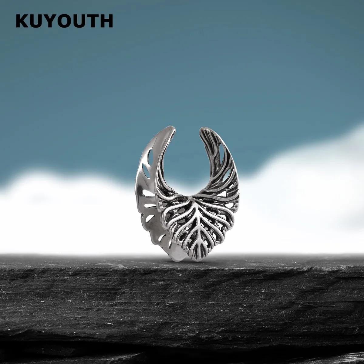 ​ KUYOUTH Tunnels d'oreille, dilatateurs creux et écarteurs en forme de nervures de feuille, bijoux 