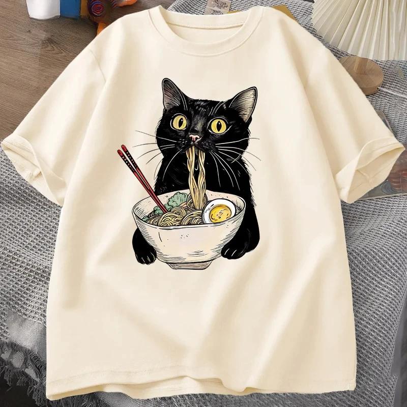 NrelucRamen-T-shirt à manches courtes pour hommes et femmes, T-shirt décontracté rétro, Économie pou