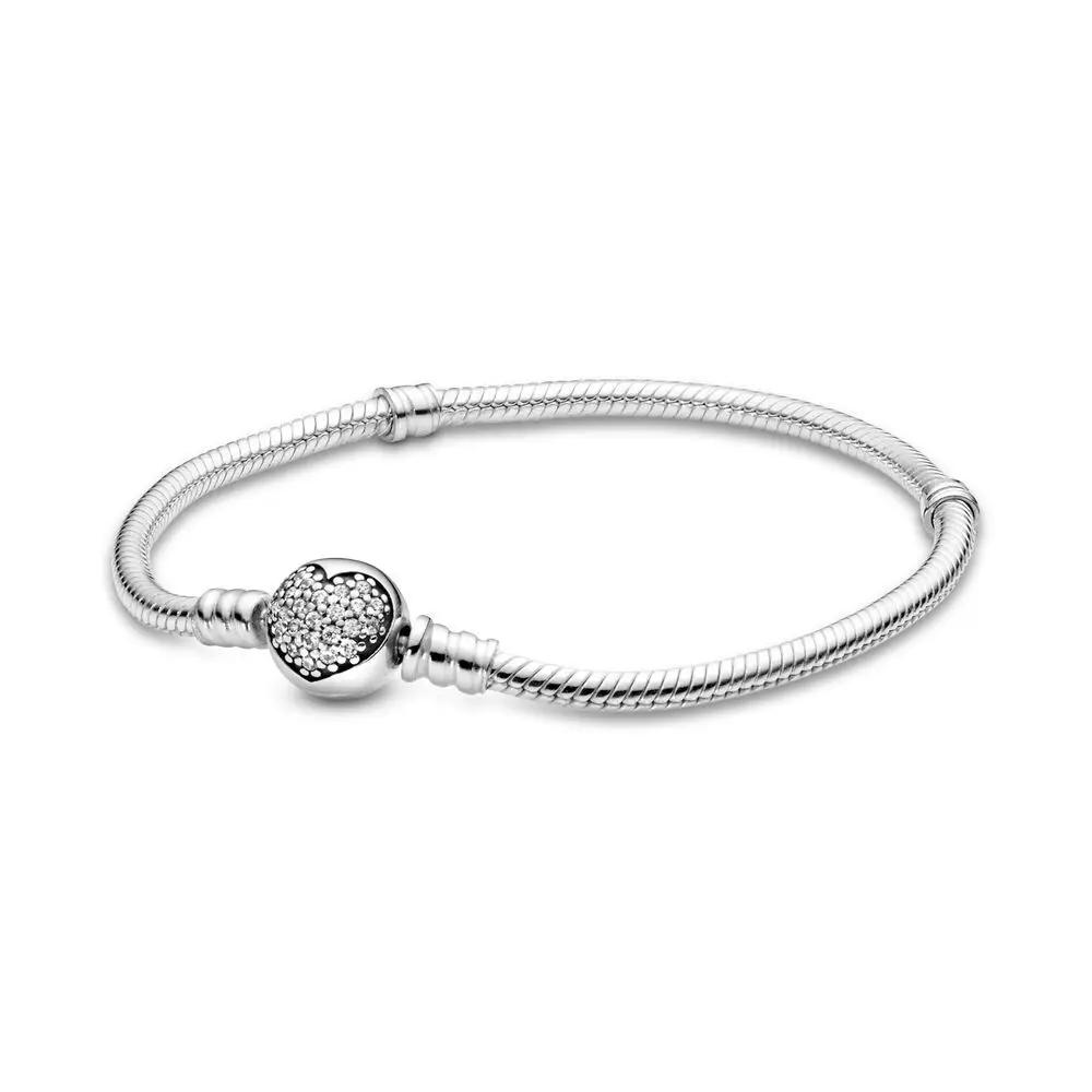 Bracelet classique en argent pur 925% pour femmes, breloque ronde à la mode, bijoux de luxe originau