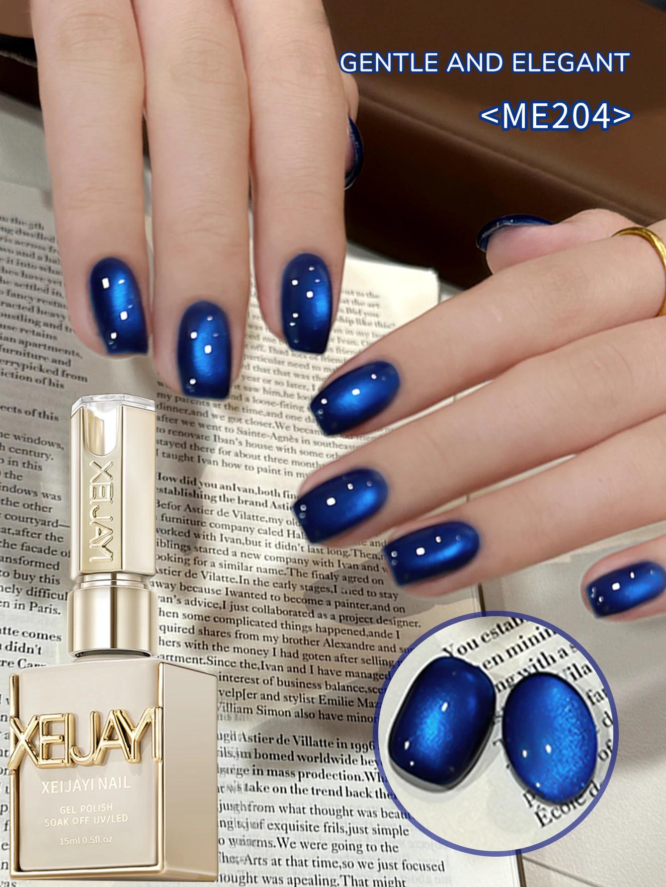 XEIJAYI 1pc 15ML bleu oeil de chat vernis à ongles Semi Permanent Nail Art trempage UV LED Salon de 