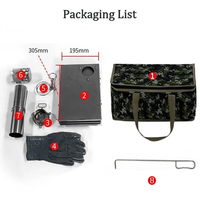 Tryhomy 1mm titane poêle à bois pliant ultraléger Camping poêle brasero Portable tente feu bois chau