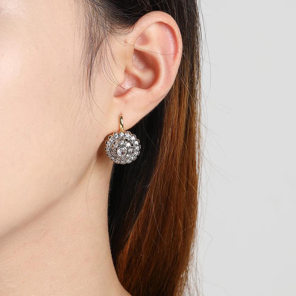 Boucles d'oreilles en vermiculite incrustée de conesh creux, bijoux à la mode plaqués or 14 carats, 