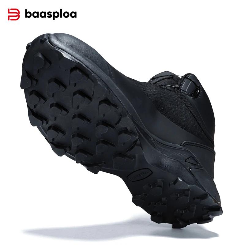 Baasploa hommes chaussures de randonnée anti éclaboussures eau bouton rotatif baskets d'extérieur no