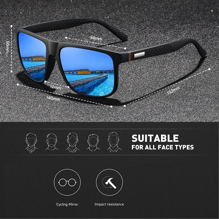 Lunettes de soleil de conduite de plein air tendance, monture carrée populaire, lunettes de soleil c