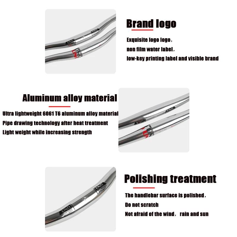 UNO-Guidon plat et courbé pour vélo, couleur argent, pour VTT, dimensions 31.8mm, 640mm, 680mm, 720m
