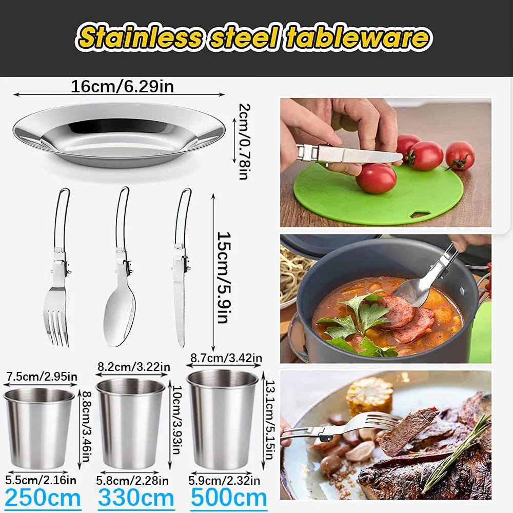 Ensemble de cuisine de Camping, ustensiles de cuisine de Camping, vaisselle de voyage, ensemble de p