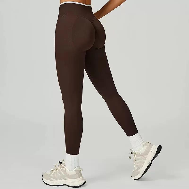 Pantalon de Yoga taille haute pour femmes, Compression abdominale, couleur contrastée, Fitness, serr