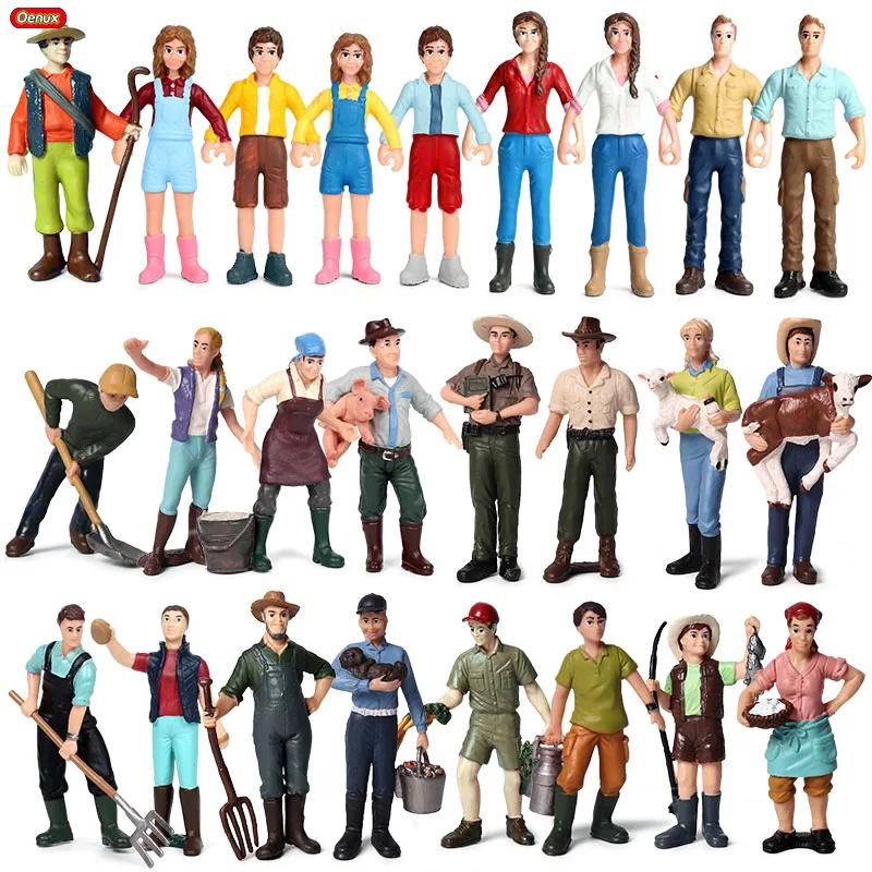 Oenux nouveau modèle de personnes fermières Simulation personnel de ferme mangeoire figurines d'acti