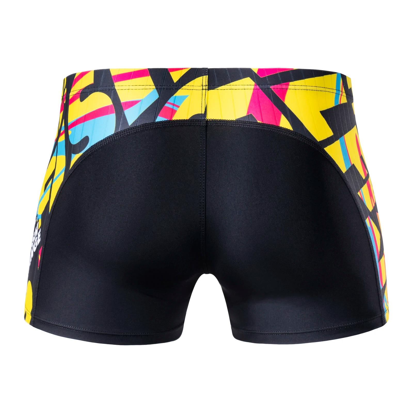 MY KILOMETRE Maillot de bain homme jambe carrée épissure Maillot de bain athlétique Maillots de bain