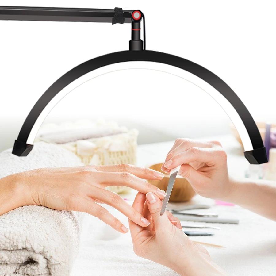 Lampe LED demi-lune 180 LED pour extensions de cils, tatoueurs et esthéticiennes, avec support de té