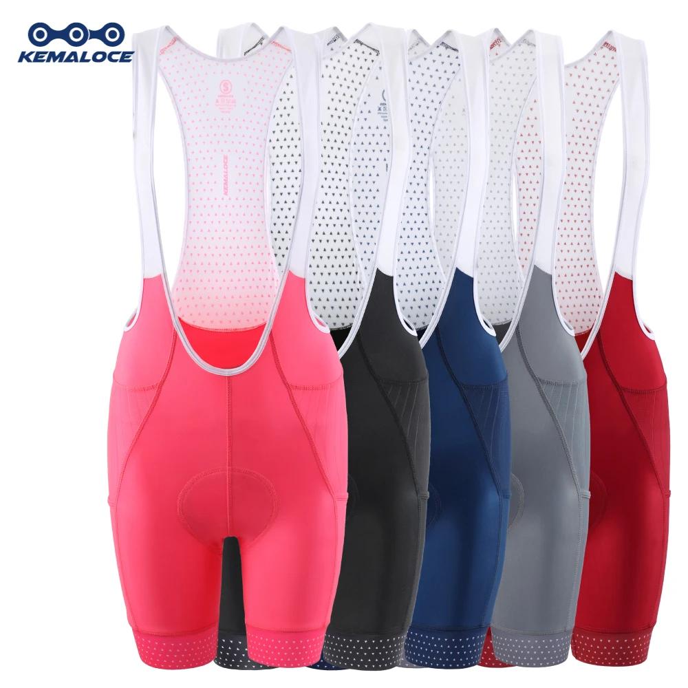 KEMALOCE-Cuissard à bretelles de cyclisme pour femme, rose uni et noir, short de vélo rembourré en g