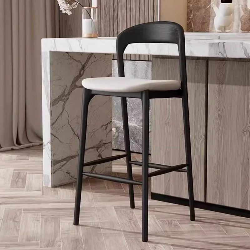Salon de luxe dossier tabourets de Bar nordique en bois massif Design de mode chaises de Bar ergonom