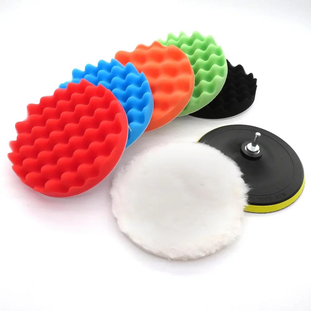 Tampons de polissage éponge, ensemble de 8 pièces, plaque de support 3 "5'' 6'' 7 '', Kit de coupe d