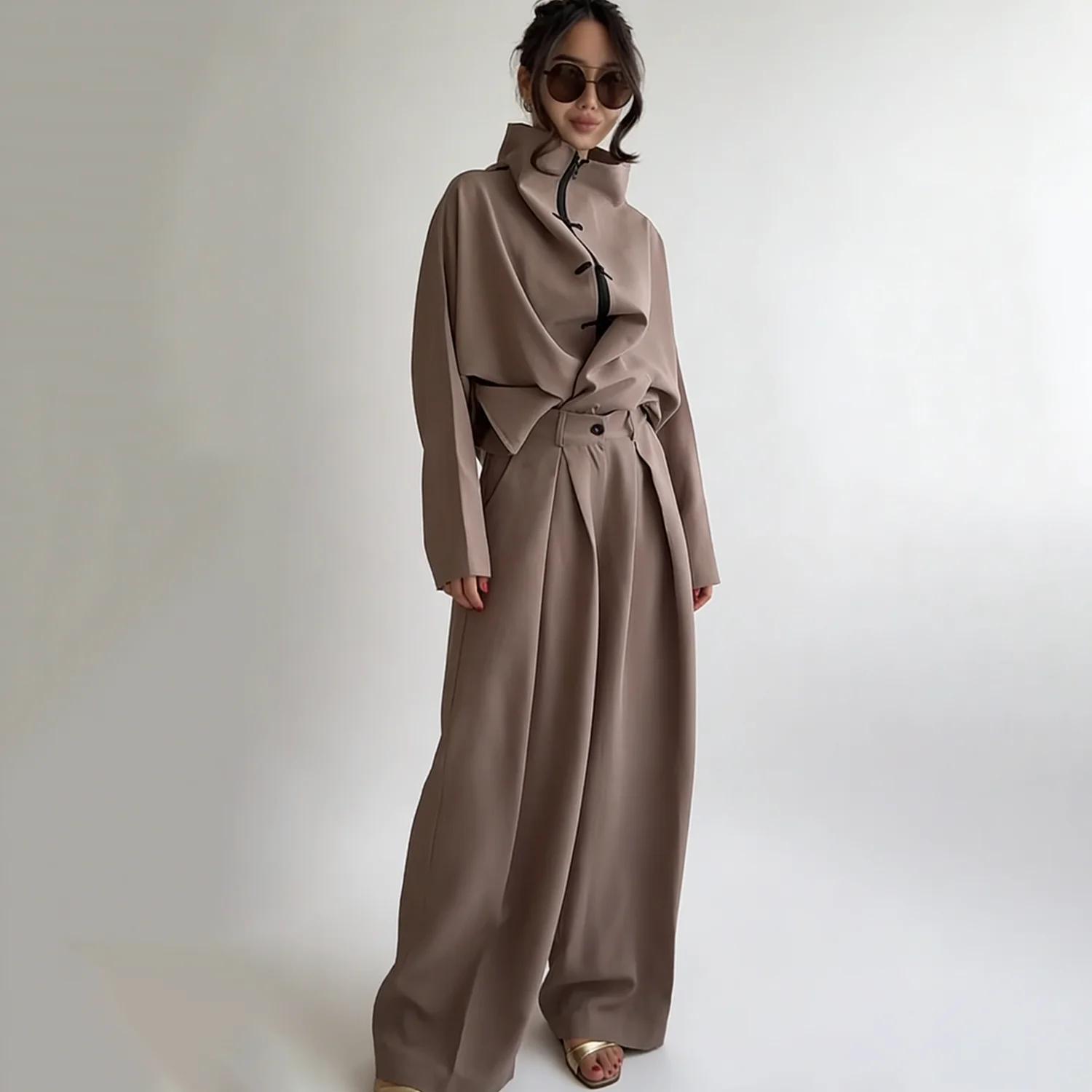 LIMO 2026 Femme : Ensemble deux pièces élégant à nœud chinois – Haut zippé à col montant et pantalon