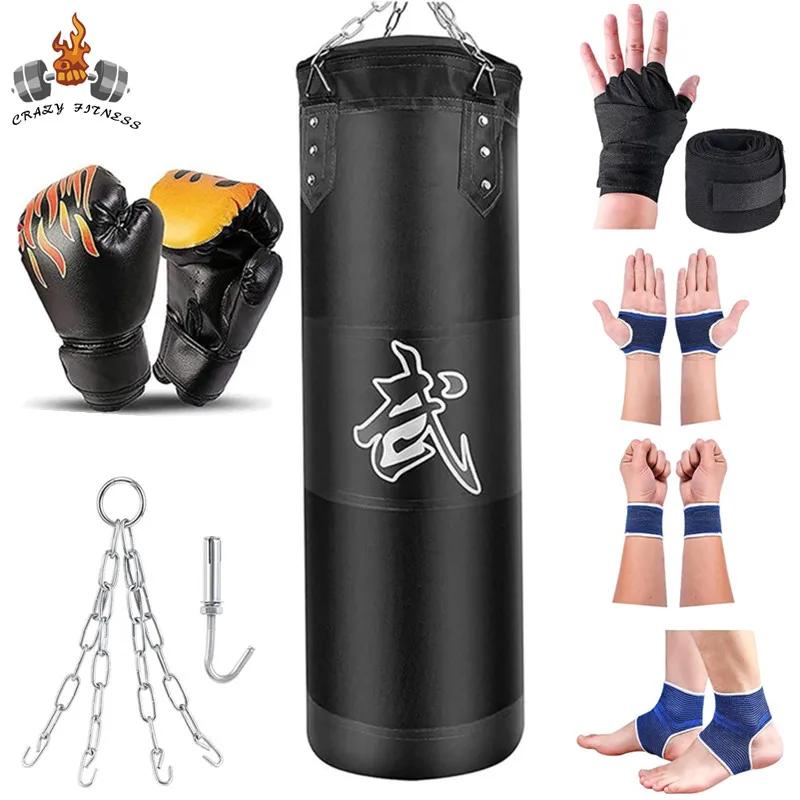 Sac de boxe lourd non rempli 100/120cm, sac de sable de boxe professionnel avec accessoire suspendu 