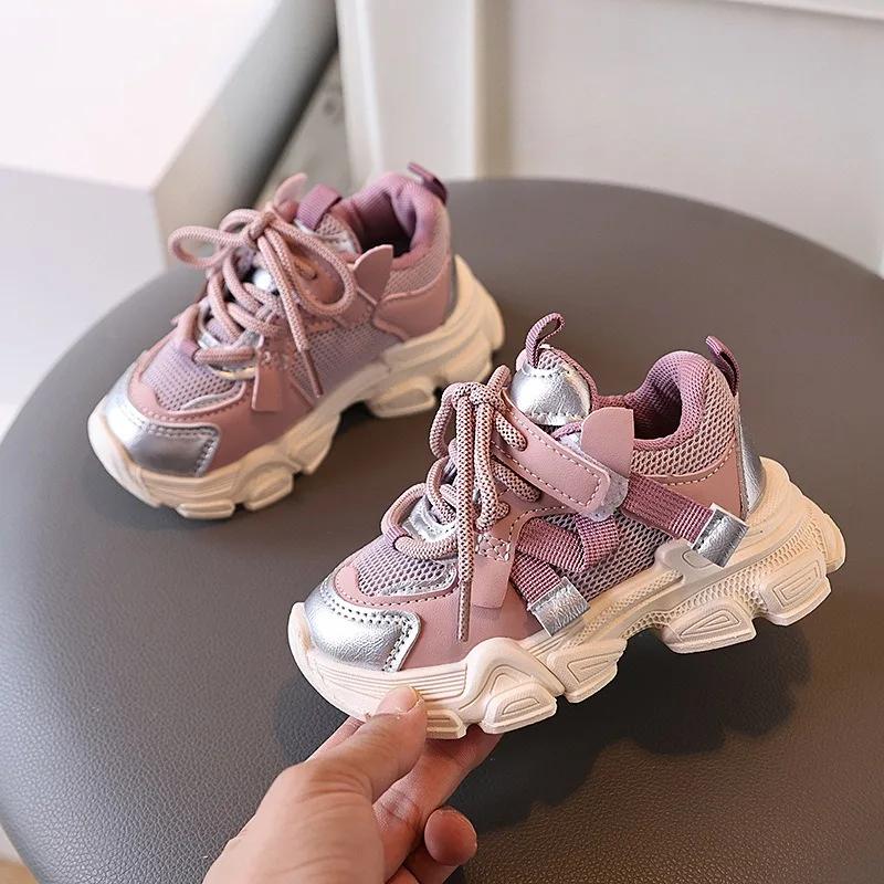 Baskets décontractées pour filles et garçons, chaussures de sport à semelle souple pour enfants, col