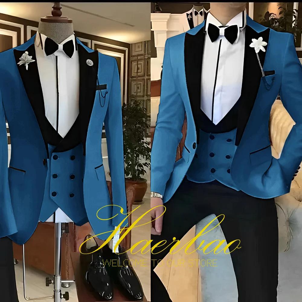 Costumes 3 pièces Slim Fit pour hommes, smokings de marié pour mariage GroomTIME, veste trempée de s