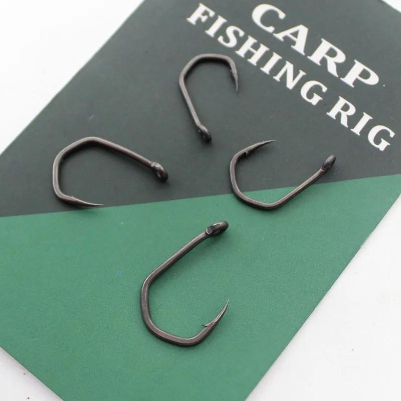 Hameçons de pêche à la carpe revêtus de PTFE, en acier à haute teneur en carbone, noir mat, tige cou