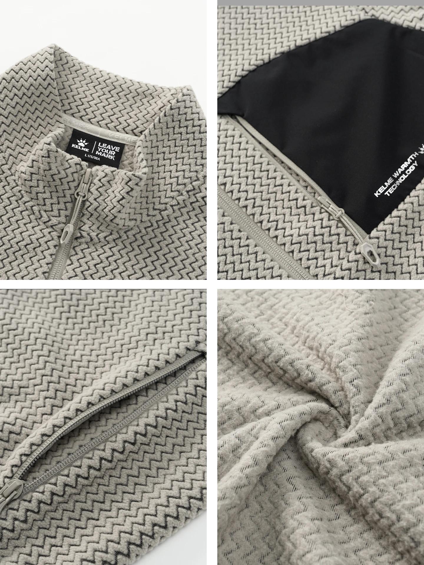 Veste de sport en polaire Kelme, cardigan d'hiver, veste tricotée à col montant, coupe-vent et chaud