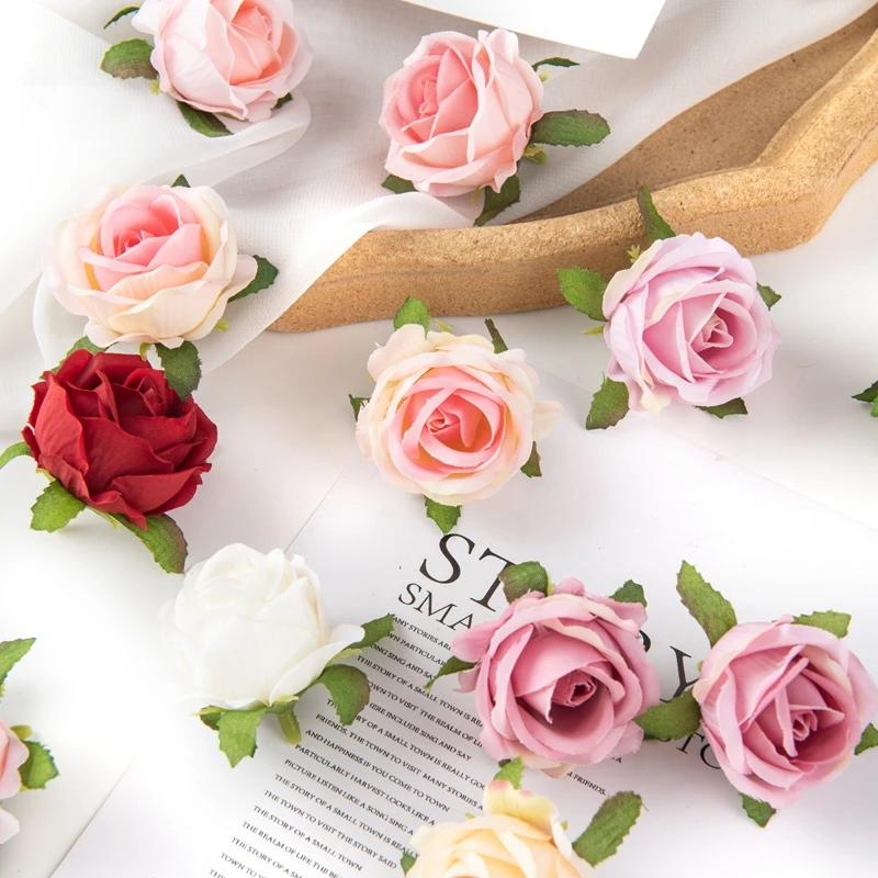 100 pièces fleurs artificielles bricolage boîte à bonbons gâteau décor à la maison couronnes décorat