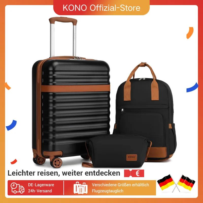 Ensemble de étuis rigides KONO – Étui robuste en ABS + PC avec 4 rouleaux de verrouillage TSA, inclu