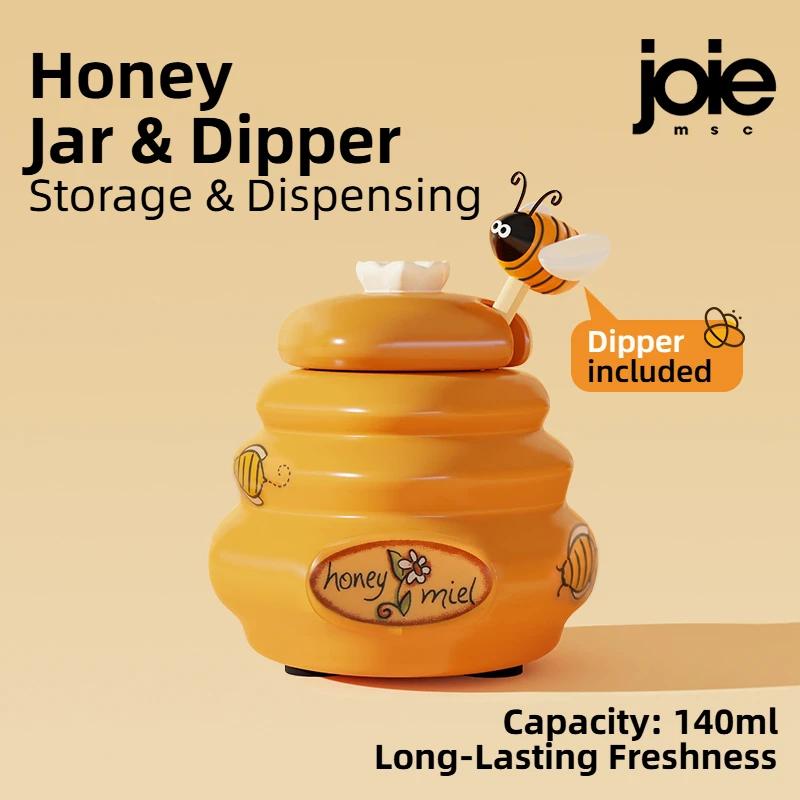 Joie pot de stockage de miel en céramique 150ml et pot de miel Dipper avec couvercle barre d'agitati