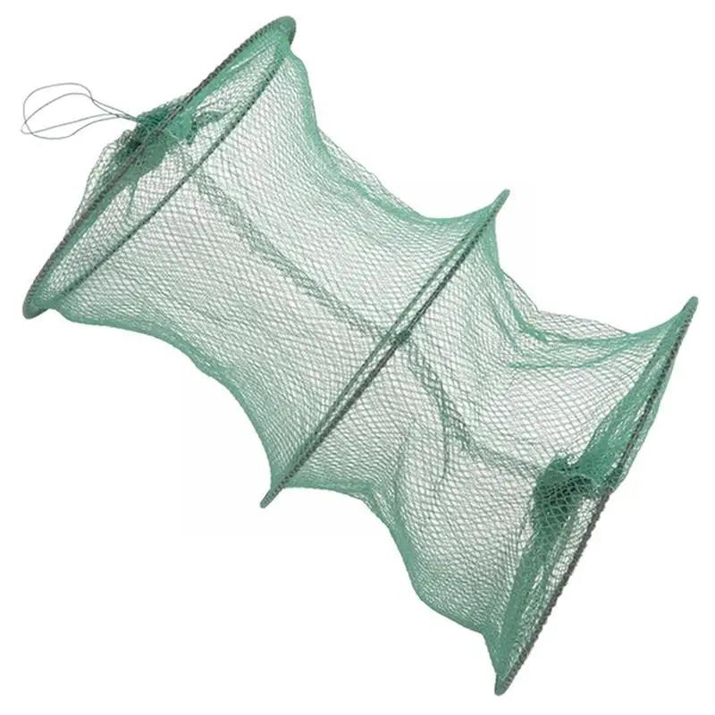 Filet de pêche rond pliant en Nylon, maille métallique, pour crabe, crevettes, piège à méné, atterri