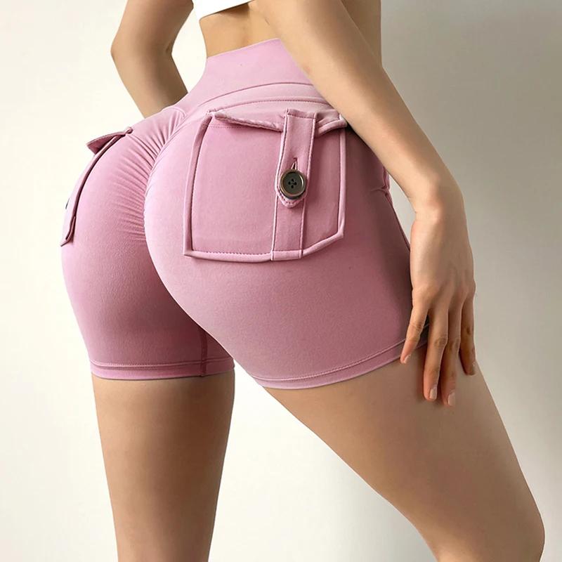 Shorts trois-quarts fitness femme - Pantalon cargo avec poches sèches pour yoga et exercice