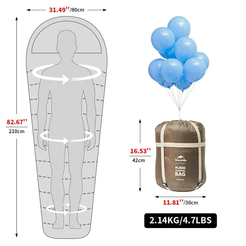 Natureifa-Sac de couchage léger en coton pour femme, camping en plein air, hiver, MJ300 -1 ℃