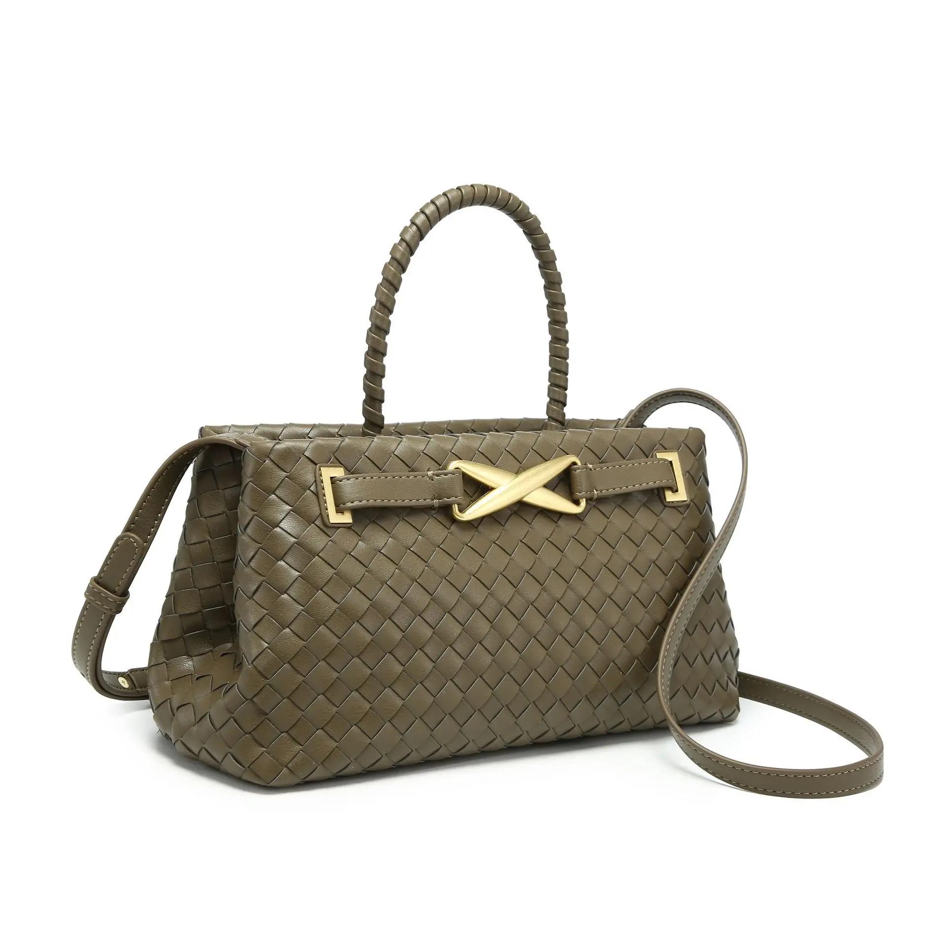 Nouveauté tissage Style femmes sac à main de luxe en cuir PU fourre-tout décontracté spacieux sac de