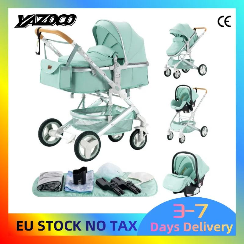 Poussette multifonction 3 en 1 pour bébé avec poussette compacte pliable légère, siège auto et nacel