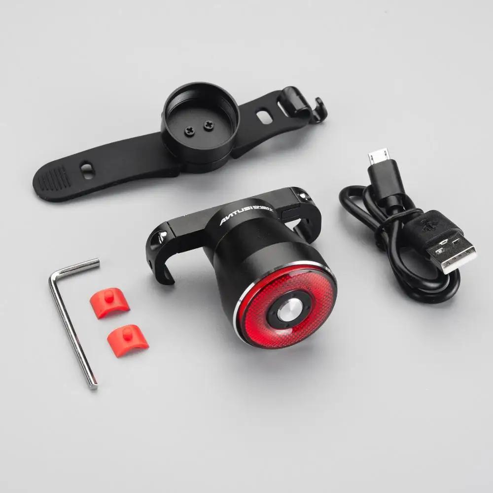 Feu arrière de vélo intelligent avec détection de freinage automatique, étanche IPx6, charge LED, fe