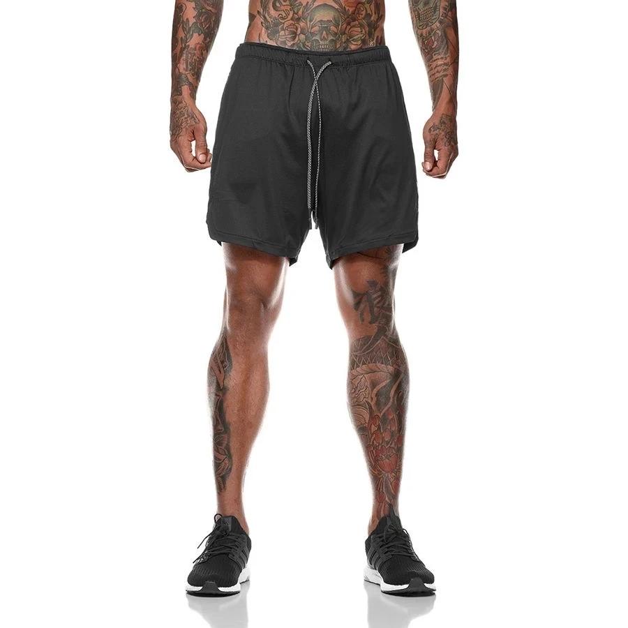 Short de Sport 2 en 1 pour hommes, vêtements de Sport, Short de course à Double pont, bas de plage, 