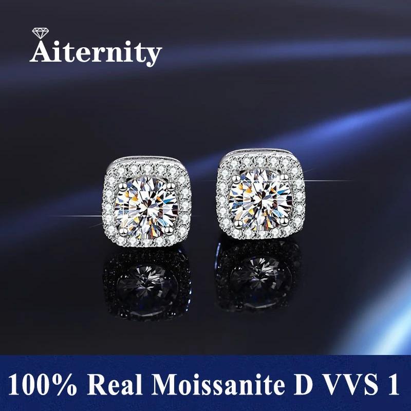 D VVS1 Moissanite boucles d'oreilles pour femmes passer diamant testeur stylo S925 platine placage M